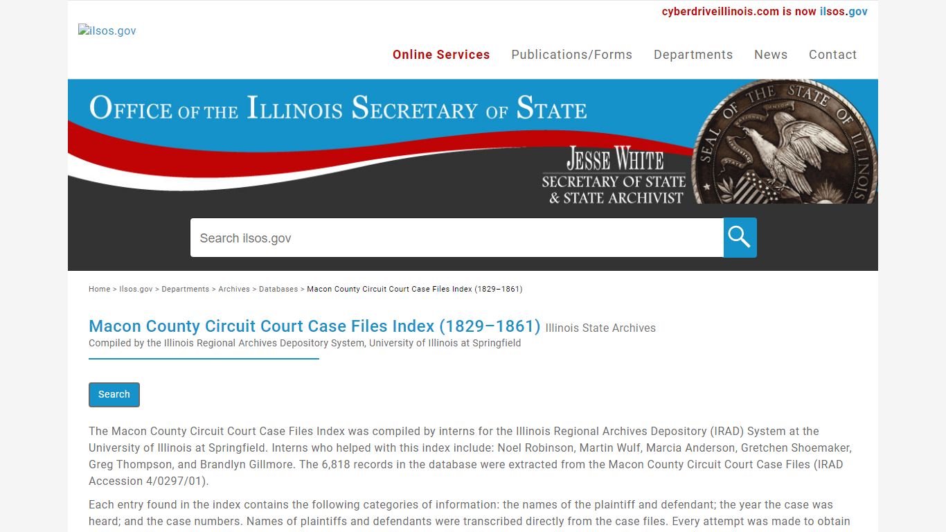 Macon County Circuit Court Case Files Index (1829–1861)